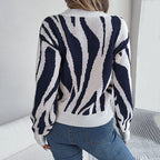 Knitted Sweater with Color Blocks