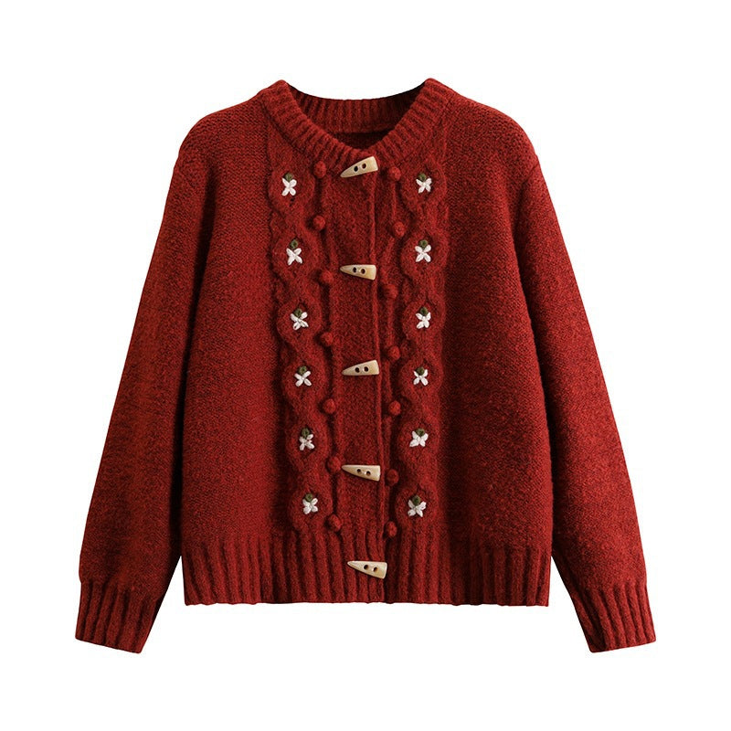Casual Knitted Vest with Flowers