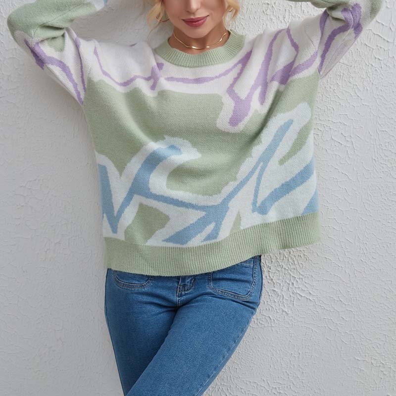 Casual Sweater with Color Blocks