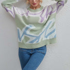 Casual Sweater with Color Blocks