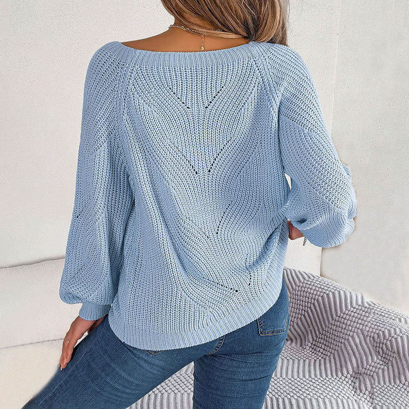 Casual Knitted Sweater in Solid Color