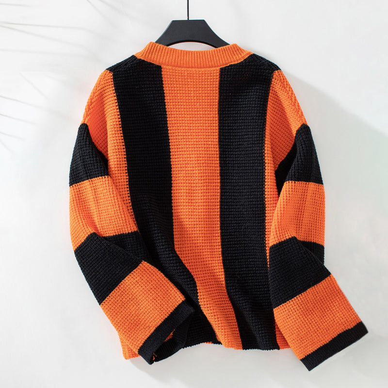 Casual Striped Knit Cardigan