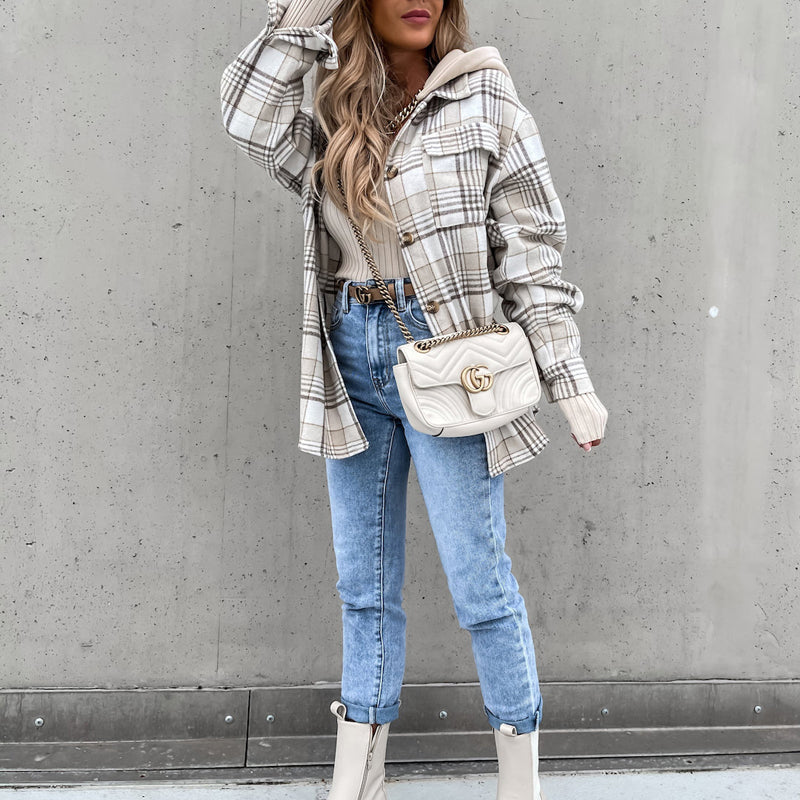 Casual Checked Jacket with Hood