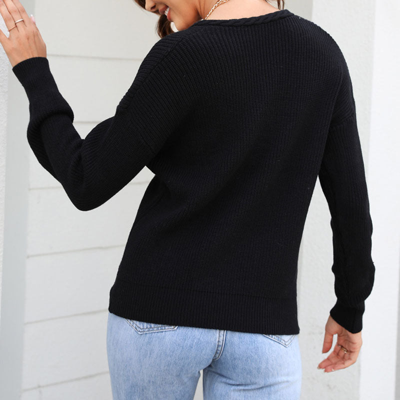 Casual Knitted Sweater in Solid Color