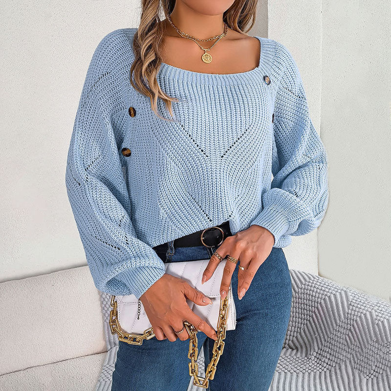 Casual Knitted Sweater in Solid Color