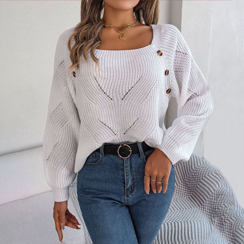 Casual Knitted Sweater in Solid Color