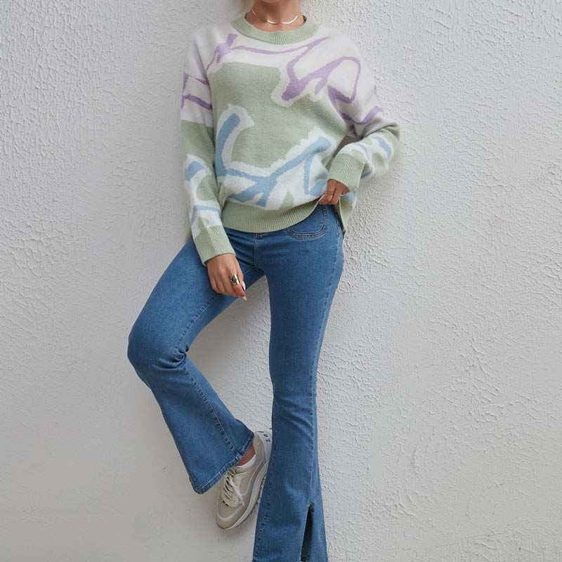 Casual Sweater with Color Blocks
