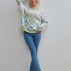 Casual Sweater with Color Blocks