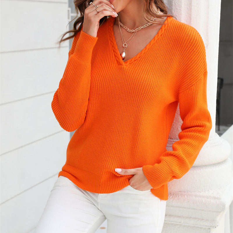 Casual Knitted Sweater in Solid Color