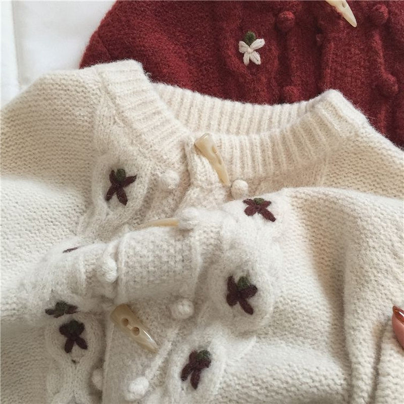 Casual Knitted Vest with Flowers