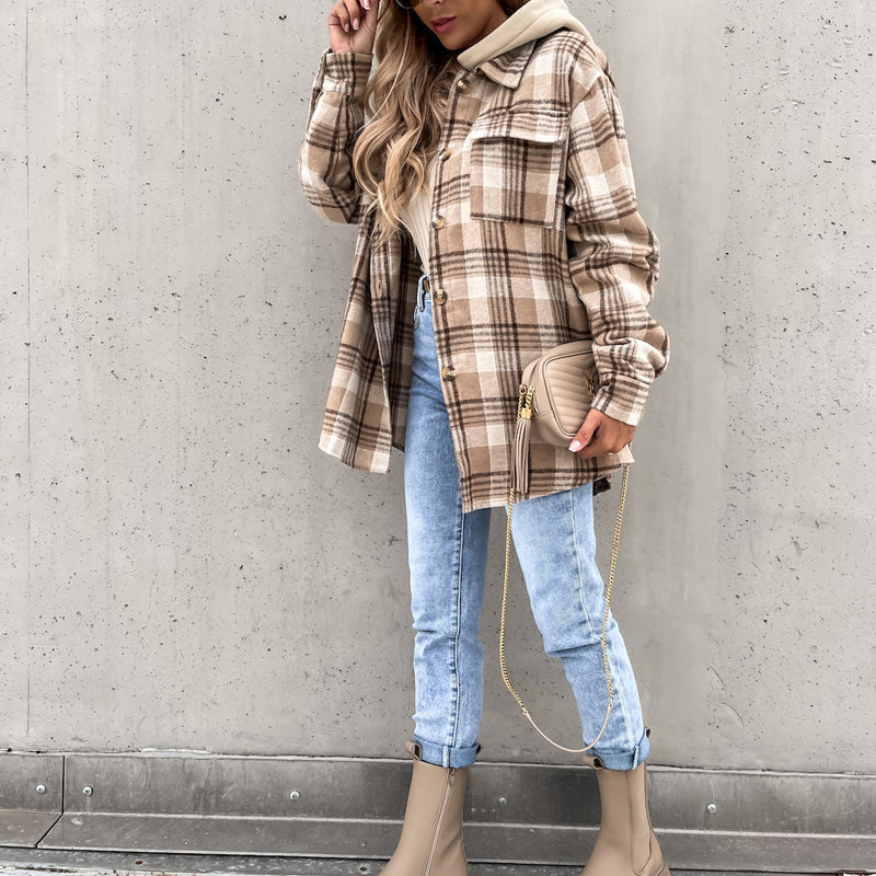 Casual Checked Jacket with Hood