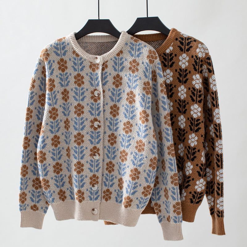 Vintage Flower Knitted Cardigan