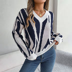 Knitted Sweater with Color Blocks