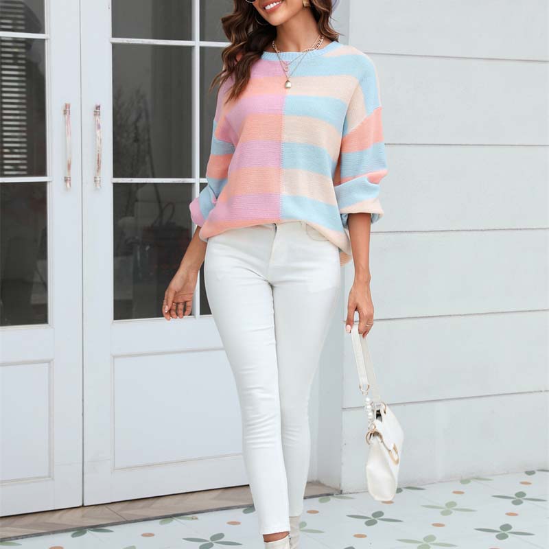 Casual Striped Knit Sweater
