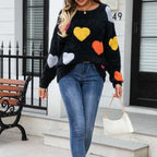 Knitted Sweater with Heart Pattern