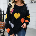 Knitted Sweater with Heart Pattern