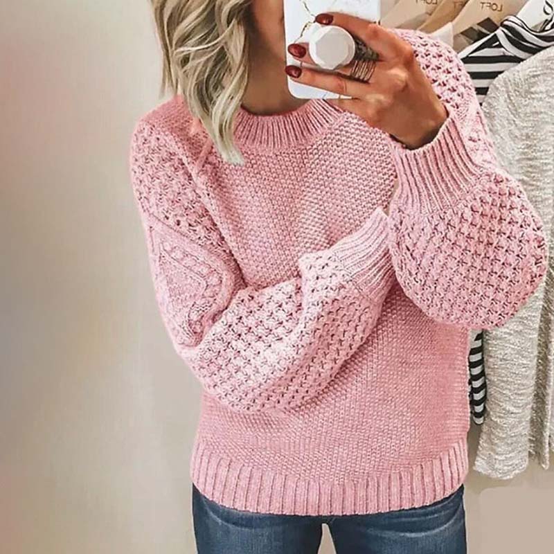 Casual Knitted Sweater in Solid Color