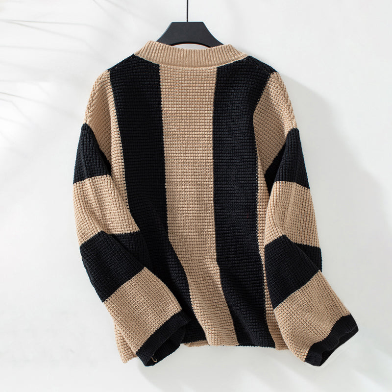 Casual Striped Knit Cardigan