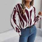 Knitted Sweater with Color Blocks