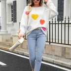 Knitted Sweater with Heart Pattern