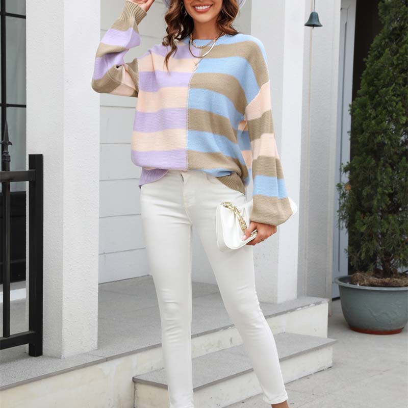 Casual Striped Knit Sweater