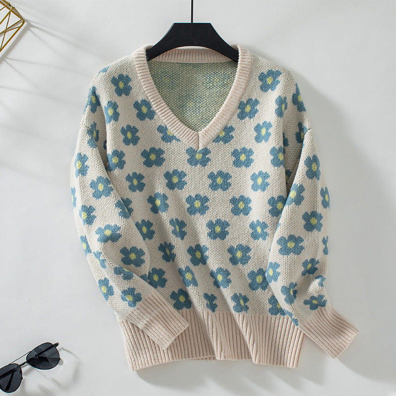 Casual Flower Knitted Sweater