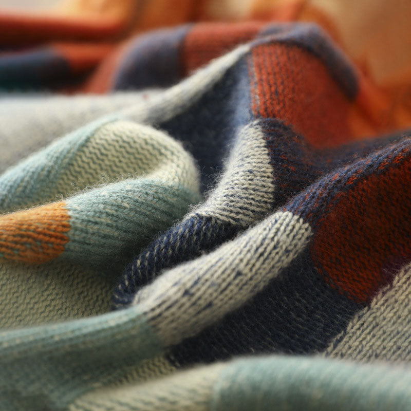 Colorful Checkered Knitted Sweater