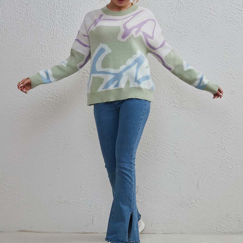 Casual Sweater with Color Blocks
