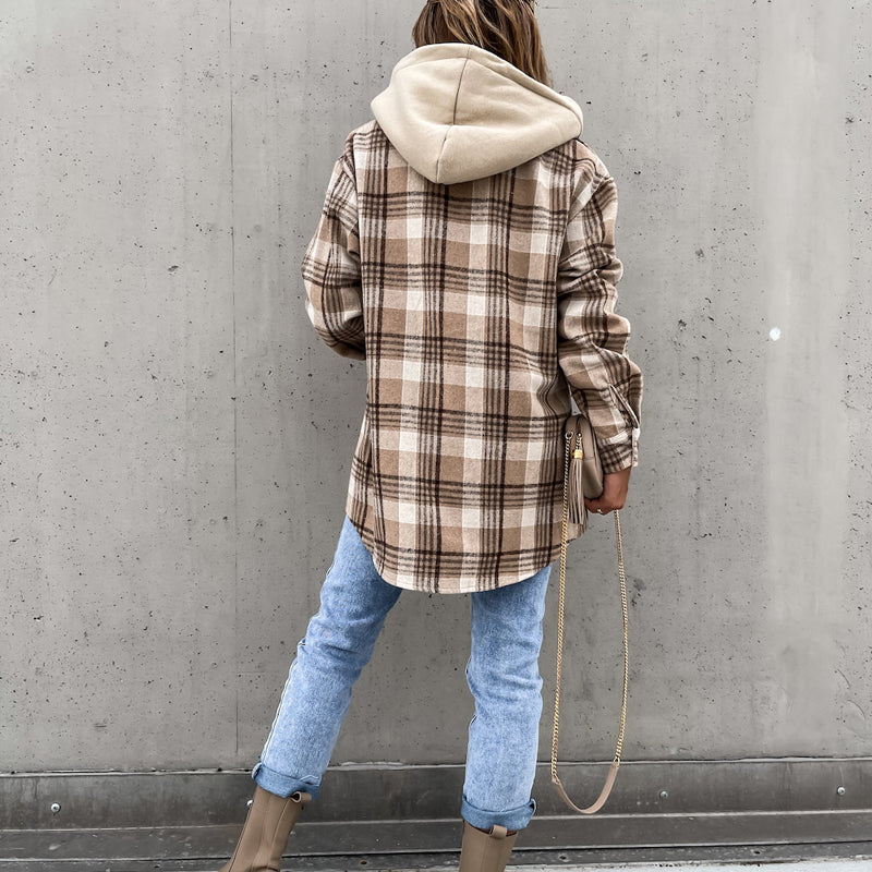 Casual Checked Jacket with Hood