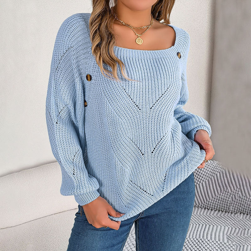 Casual Knitted Sweater in Solid Color