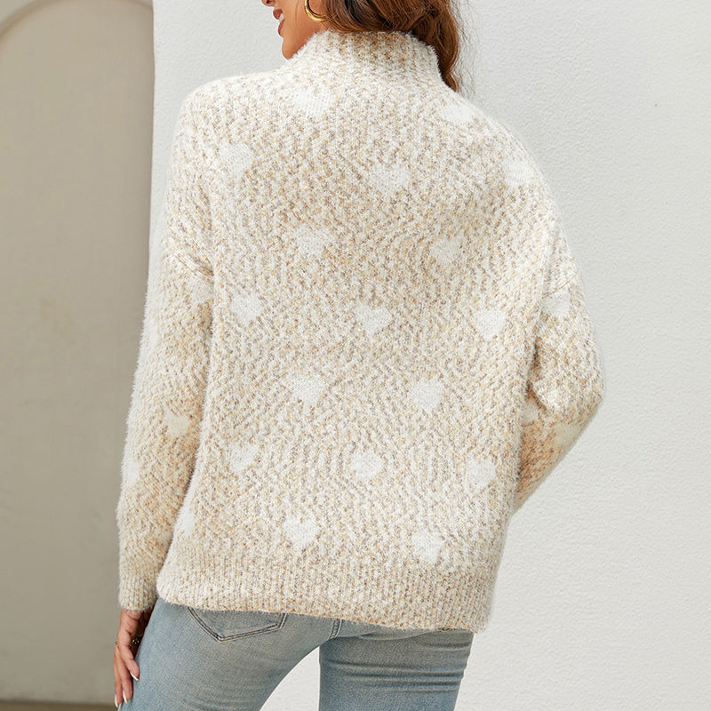 Casual Heart Knitted Sweater