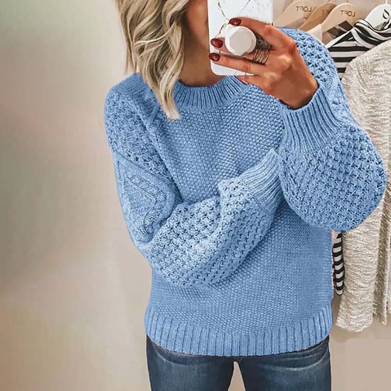 Casual Knitted Sweater in Solid Color