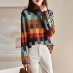 Colorful Checkered Knitted Sweater
