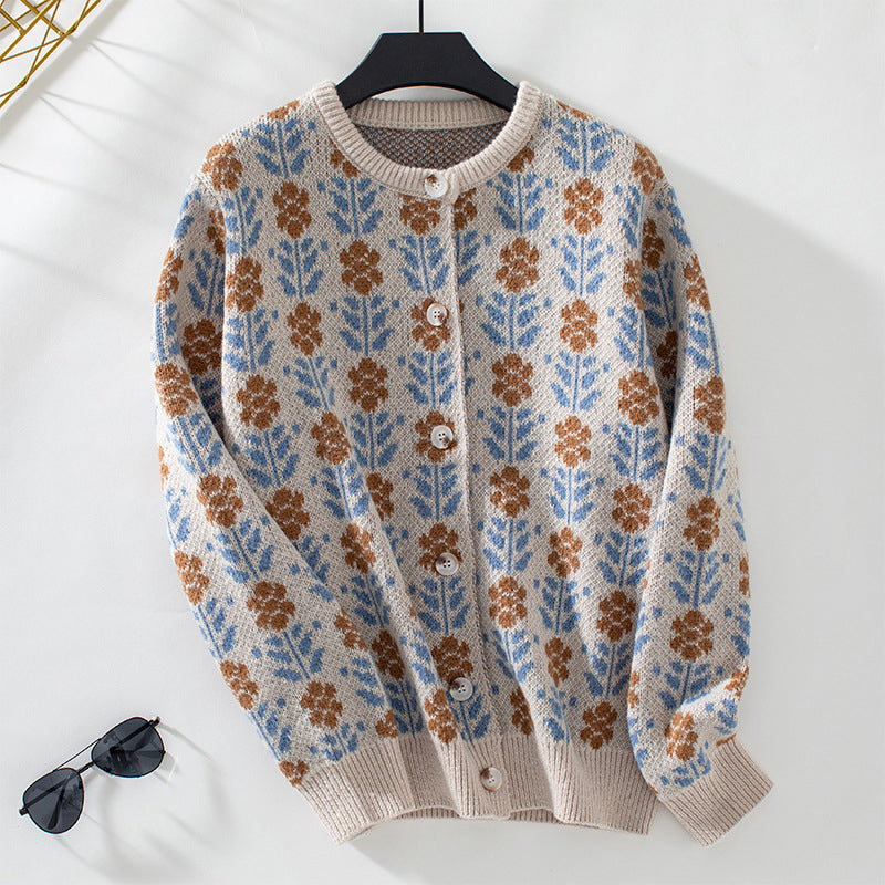Vintage Flower Knitted Cardigan