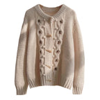 Casual Knitted Vest with Flowers