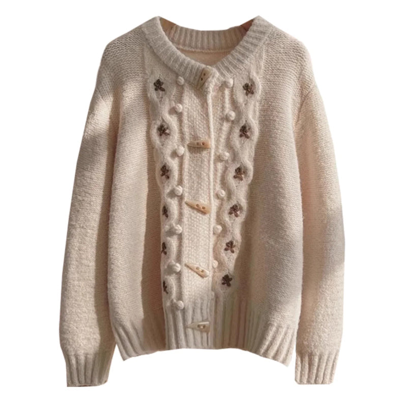 Casual Knitted Vest with Flowers