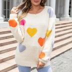 Knitted Sweater with Heart Pattern