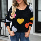 Knitted Sweater with Heart Pattern