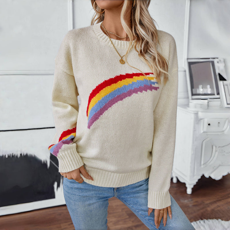 Casual Rainbow Knitted Sweater
