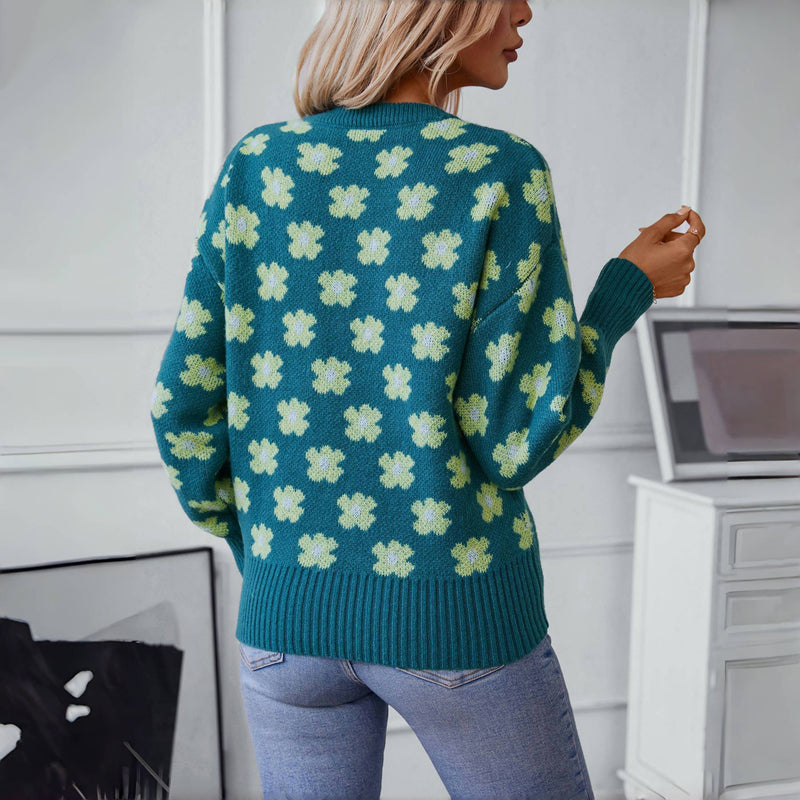 Casual Flower Knitted Sweater