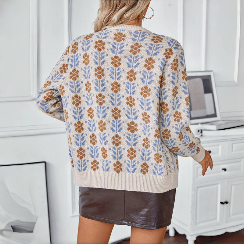 Vintage Flower Knitted Cardigan