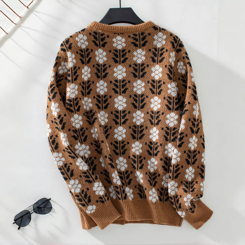Vintage Flower Knitted Cardigan