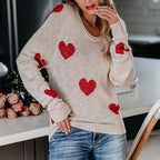 Knitted Sweater with Heart Pattern