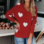 Knitted Sweater with Heart Pattern